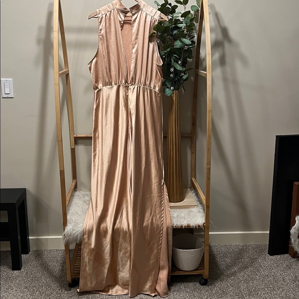 Lulu's Blush Satin Maxi Dress - Picture 4 of 6